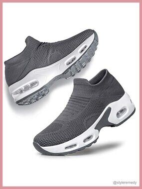 Women's Slip-On Walking Shoes Breathable Air Cushion Sneakers for Work